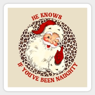 Leopard Print Retro Santa Sticker